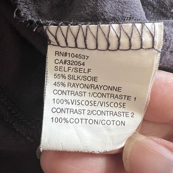 Anthropologie Tiny Blouse Women Medium Purple Black Velvet Burnout Silk Flaw - Picture 15 of 16